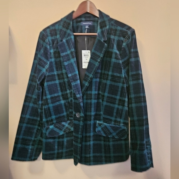 NWT Charter Club Plaid Velvet Jacket Women's Size 18 Cotton Blend - Picture 1 of 5